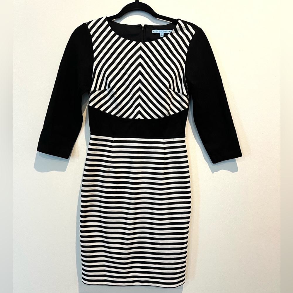Antonio Melani Black and White Striped Dress